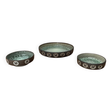 Set of 3 Mid-Century Danish Studio Bowls by Frank Keramik, 1960s