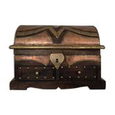 Berber chest with jewelry, wood and brass