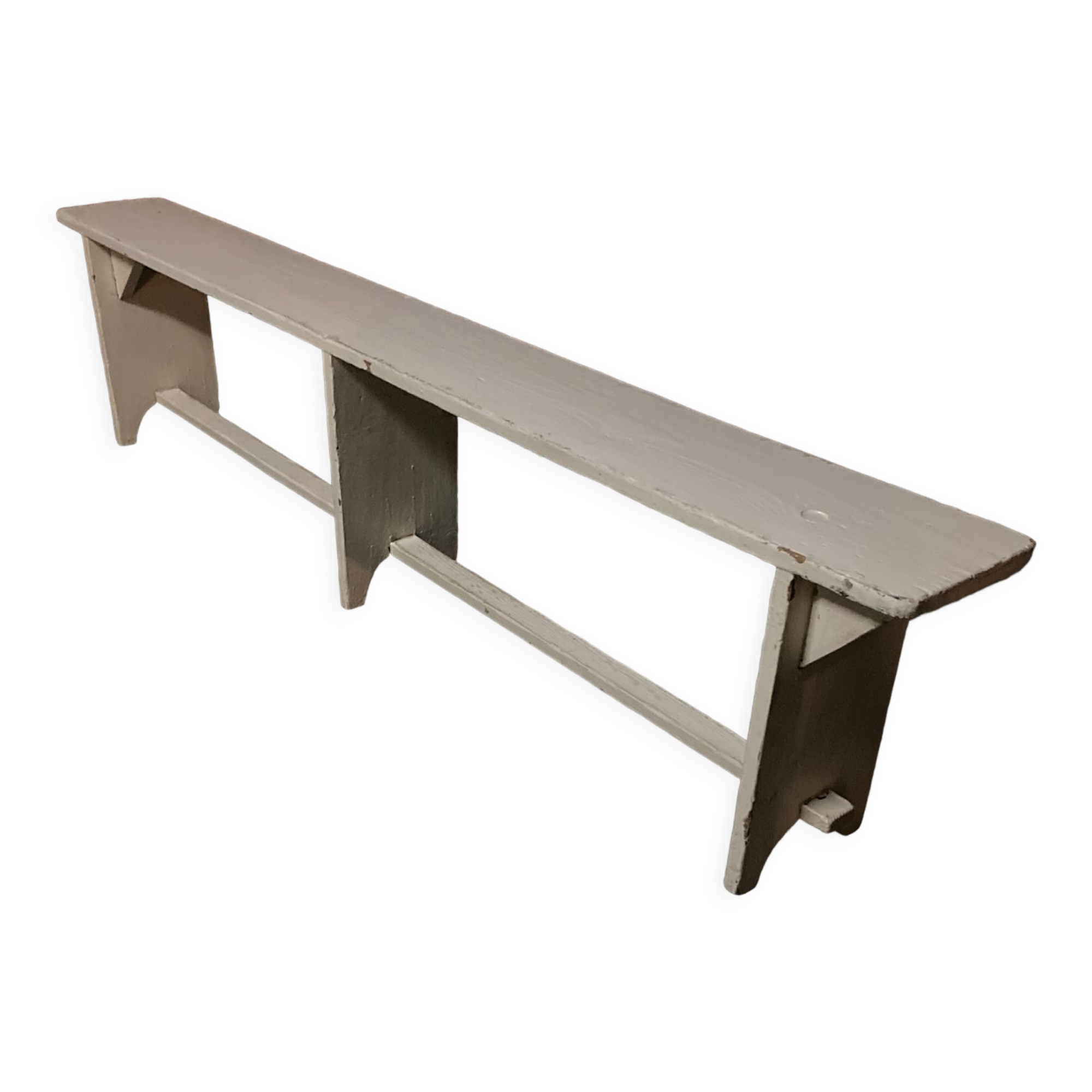 White lacquered wooden farm bench L 200cm