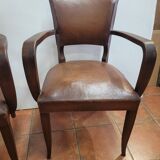 Pair of antique leather bridge armchairs