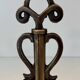 Pair of Brass and Wrought Iron Chenets with Scroll Columns and Arched Bases