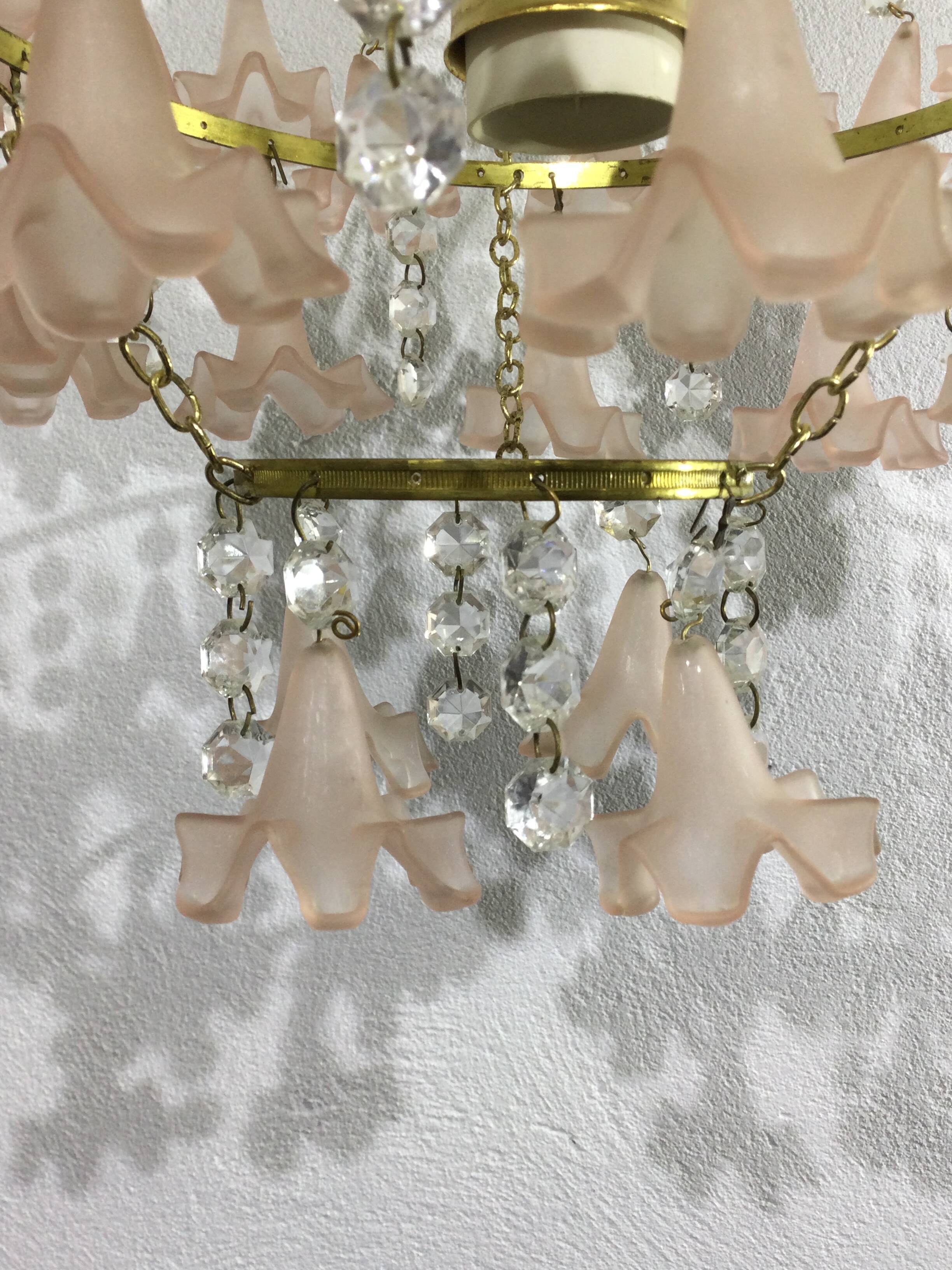 Pink flowers tassel chandelier