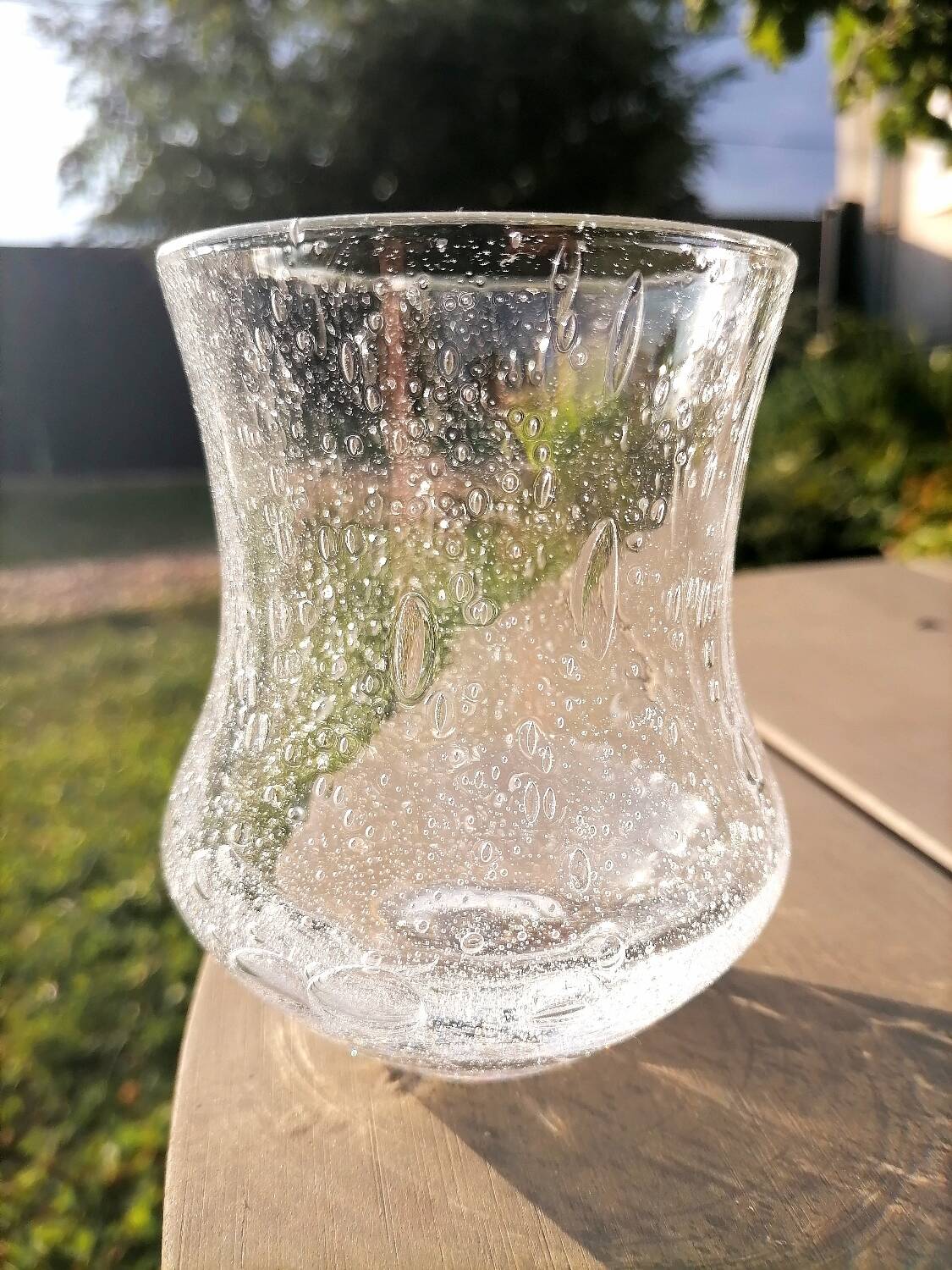 6 bubbled water glasses White Roman Goblet Biot Glassware