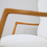 Vintage Scandinavian sofa with faux lambskin
