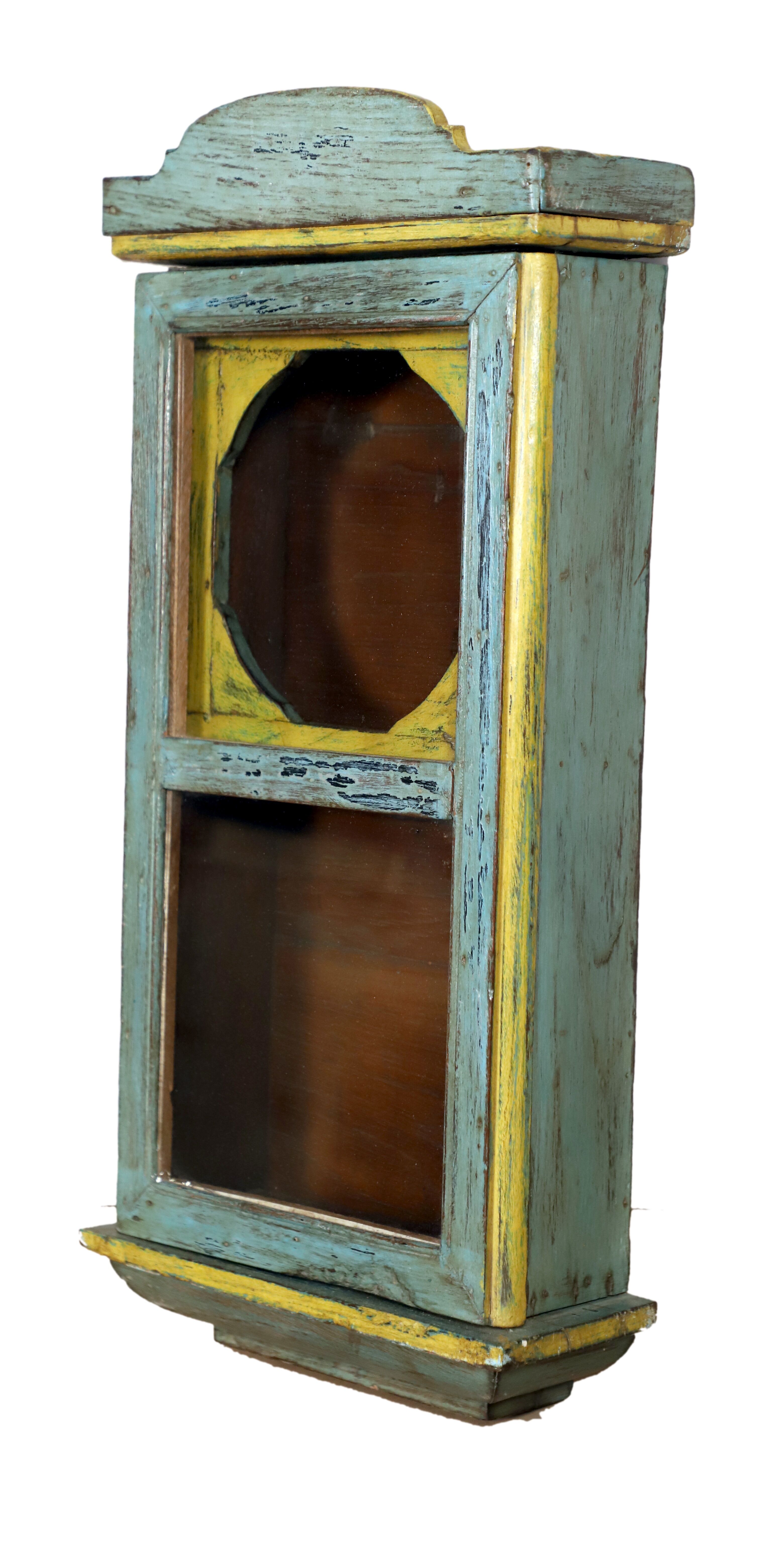 Burmese teak glazed wall display case