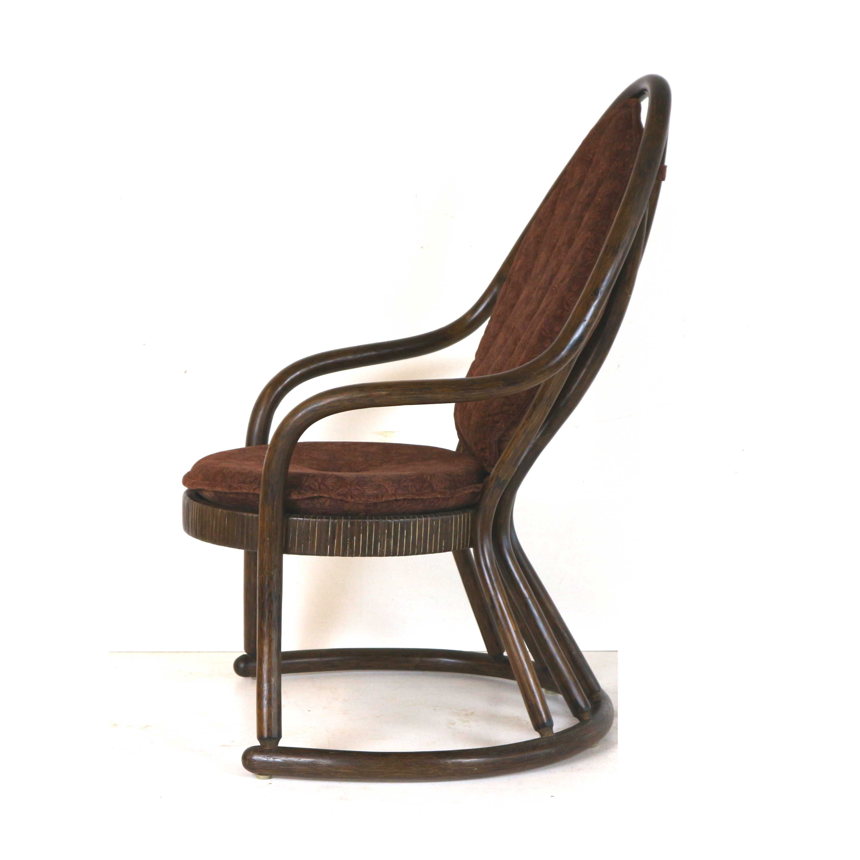 Vintage manou rattan set of 2 armchairs and table with glass top made in the 1970s