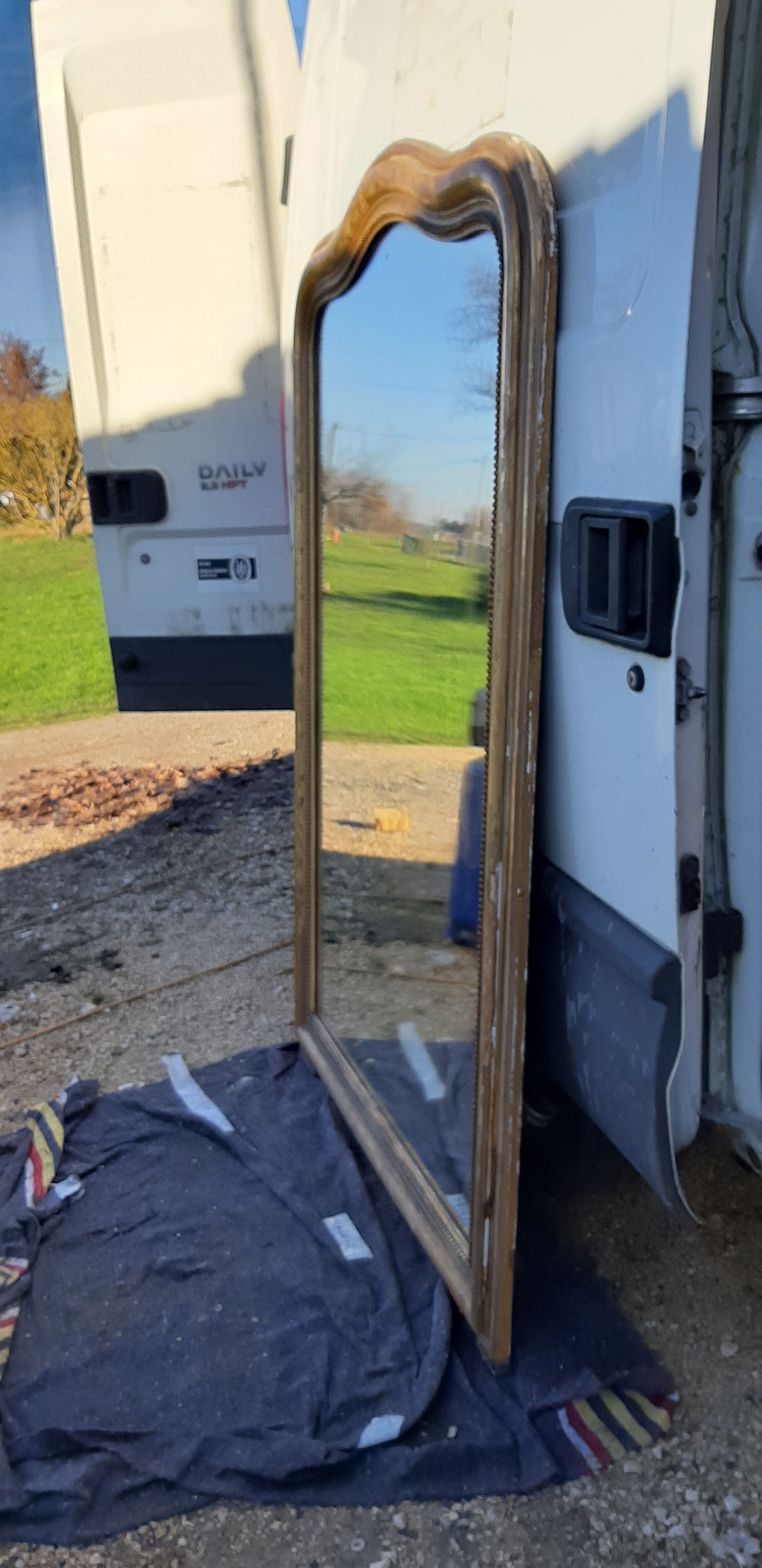 Mirror 19th , Wood and gilded stuk