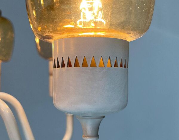 Lustre suédois milieu du siècle T526 avec verres de couleur ambre par Hans-Agne Jakobsson pour Hans-Agne Jakobsson Ab, années 1960