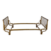 Vintage rattan and bamboo bed 1960s
