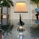 Modernist Art Deco Table Lamp in Chromed Metal - Textile Lampshade