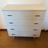 Vintage white chest of drawers with compass feet