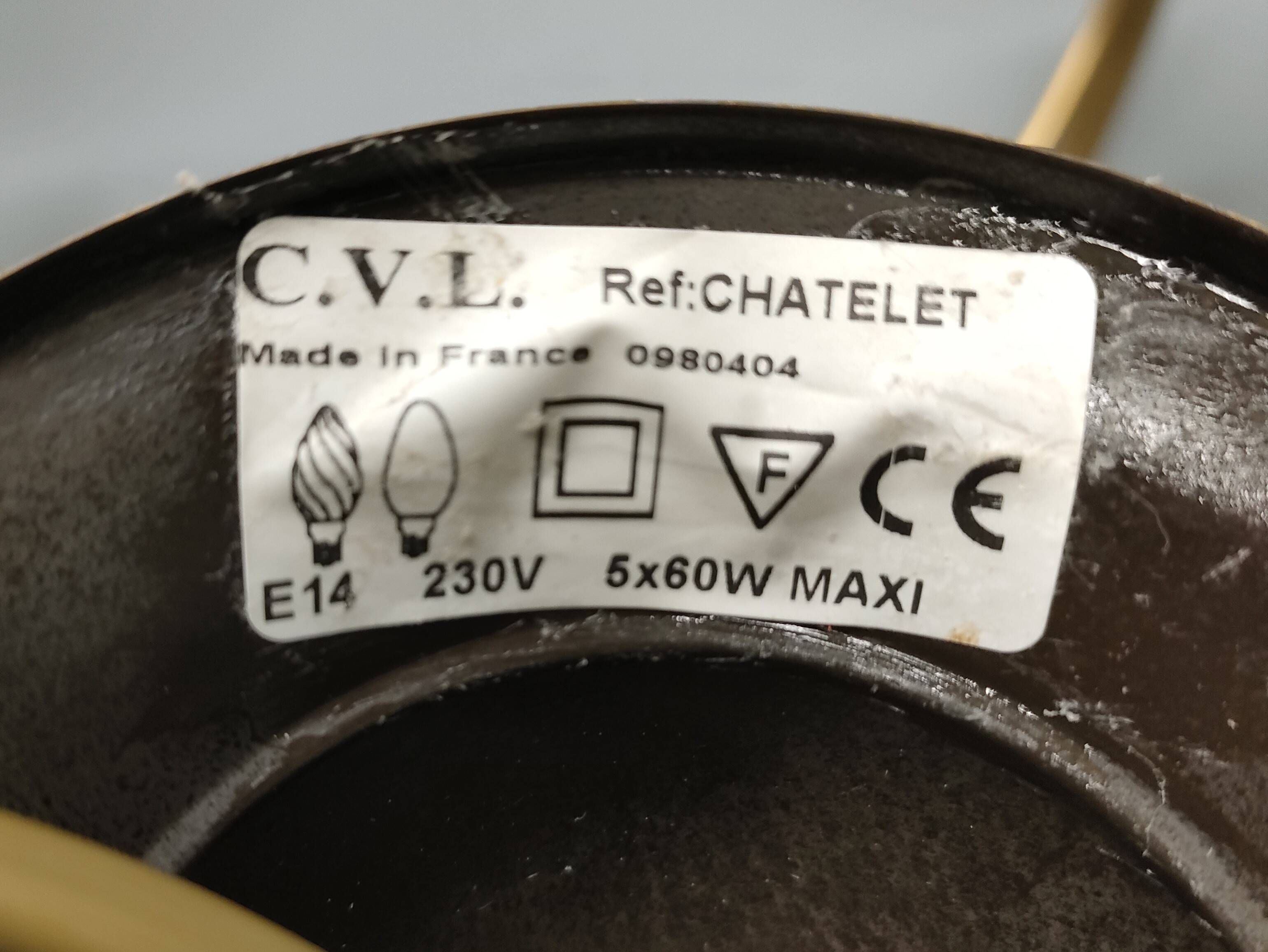 CVL (Val de Loire Creations) ~ Chandelier ~ Chatelet Collection - 5 lights ~ Burnished brass - 21st century