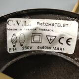 CVL (Val de Loire Creations) ~ Chandelier ~ Chatelet Collection - 5 lights ~ Burnished brass - 21st century