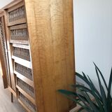 Commode bois et rotin