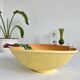 Large vintage salad bowl slip apple shape hand painted earthenware