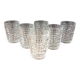 6 verres en verre transparent texturé vintage