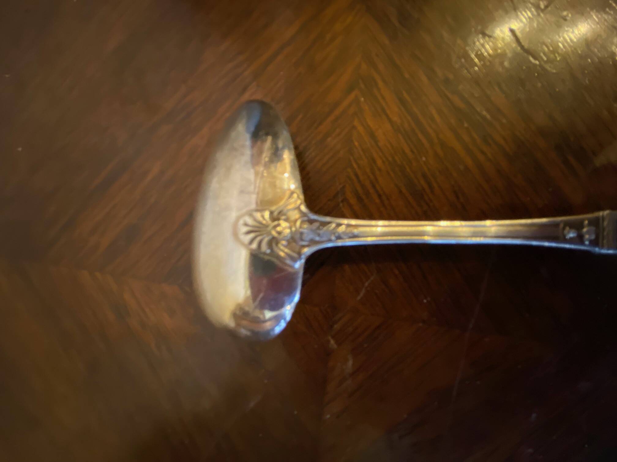 Porridge spoon silver plated goldwork felix freres floral decoration