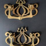 Large Art Nouveau gate handles in gilded brass/Arabesque handles