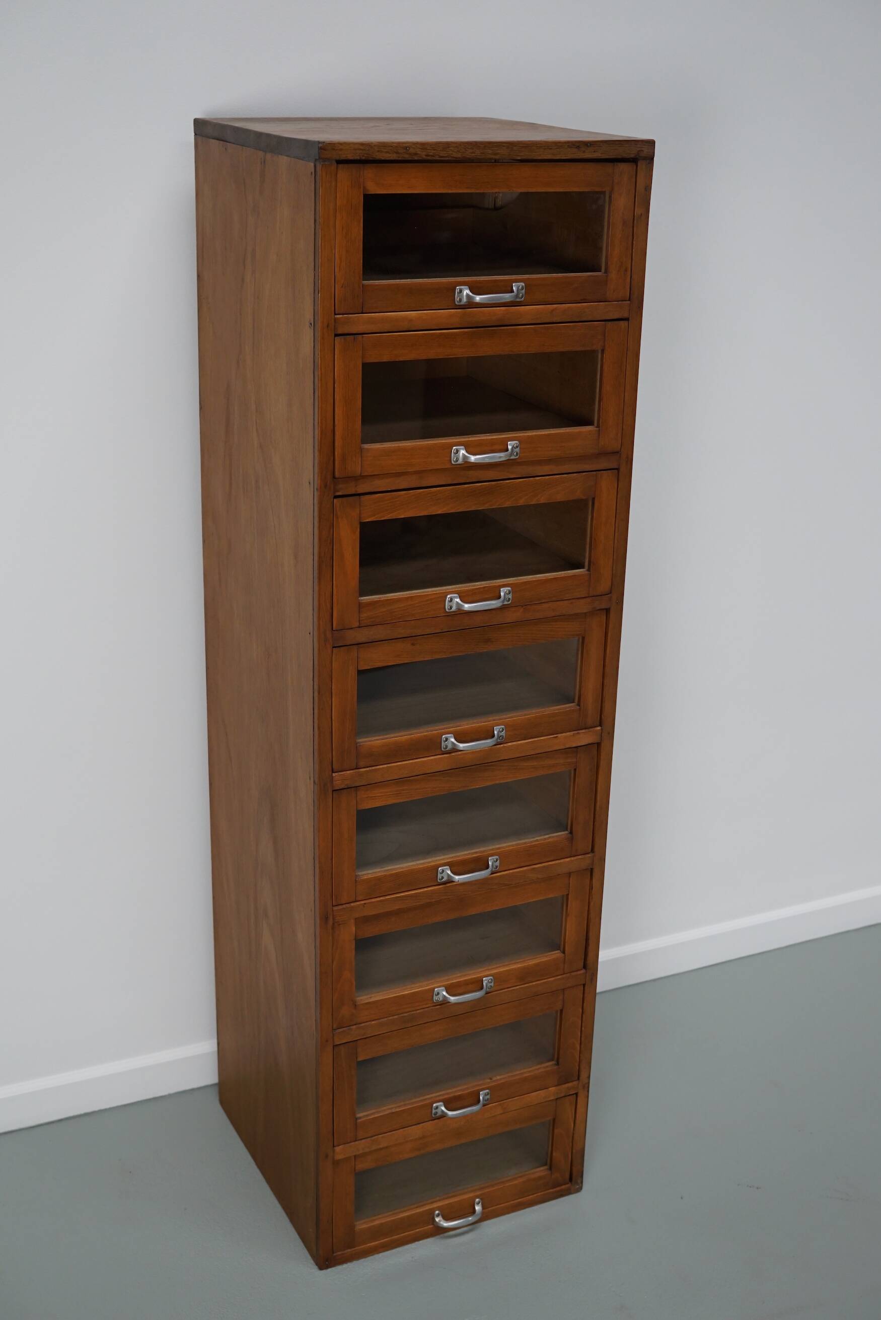 Vintage German Beech / Oak Haberdashery Shop Cabinet / Vitrine, 1950s