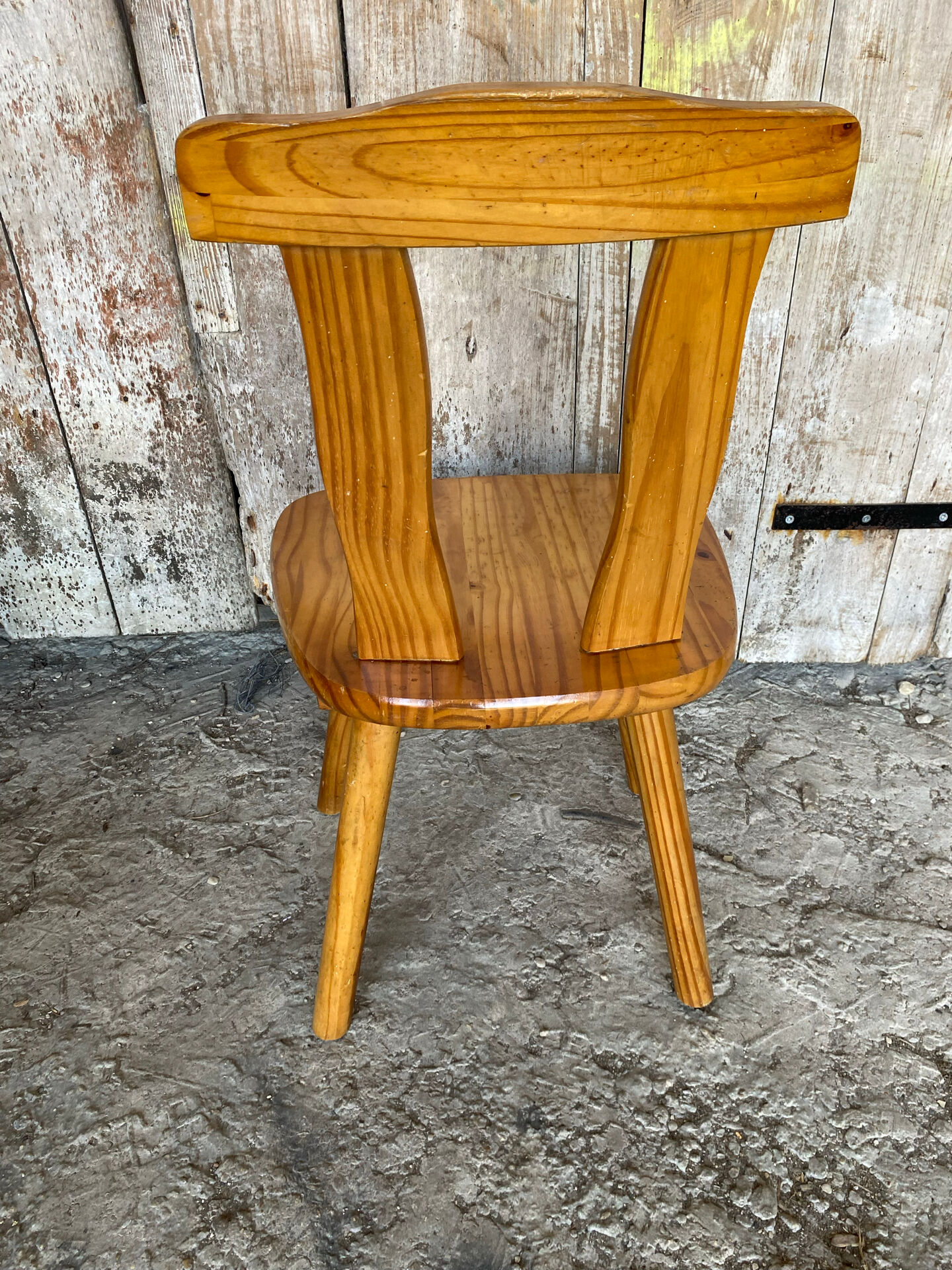 Vintage Brutalist Wooden Bistro Chair #E036