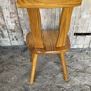 Vintage Brutalist Wooden Bistro Chair #E036