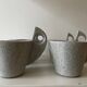 80s/90s design tea set, speckled ceramic, teapot + 6 cups.