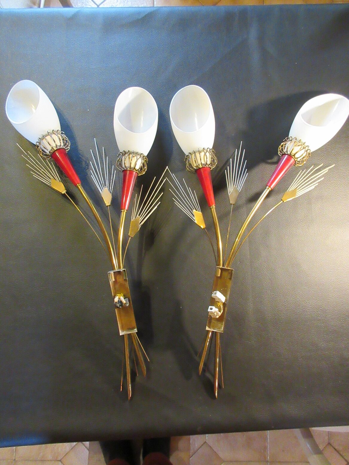Pair of muguet sconces by Lunel 1950s
