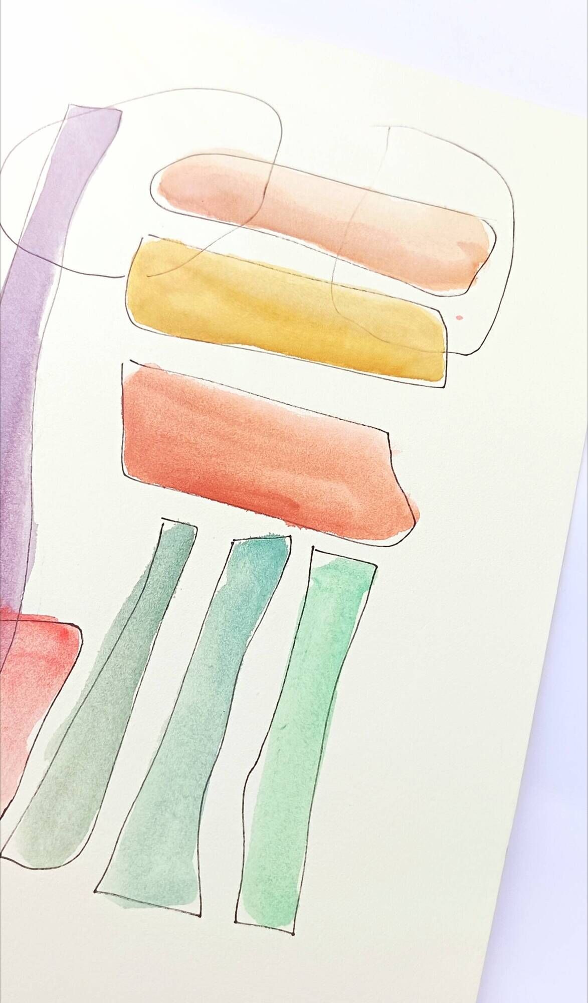 Original abstract painting – colourful graphic composition – 24 x 34 cm