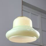 Mid-Century Italian Brass and Green Glass Pendant Lamp, 1960s