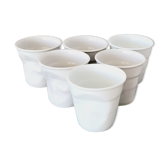 6 design espresso cups crumpled white porcelain Revol