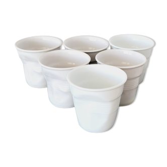 6 tasses expresso design froissées porcelaine blanche Revol