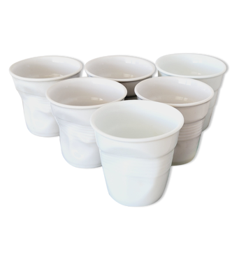 6 tasses expresso design froissées porcelaine blanche Revol