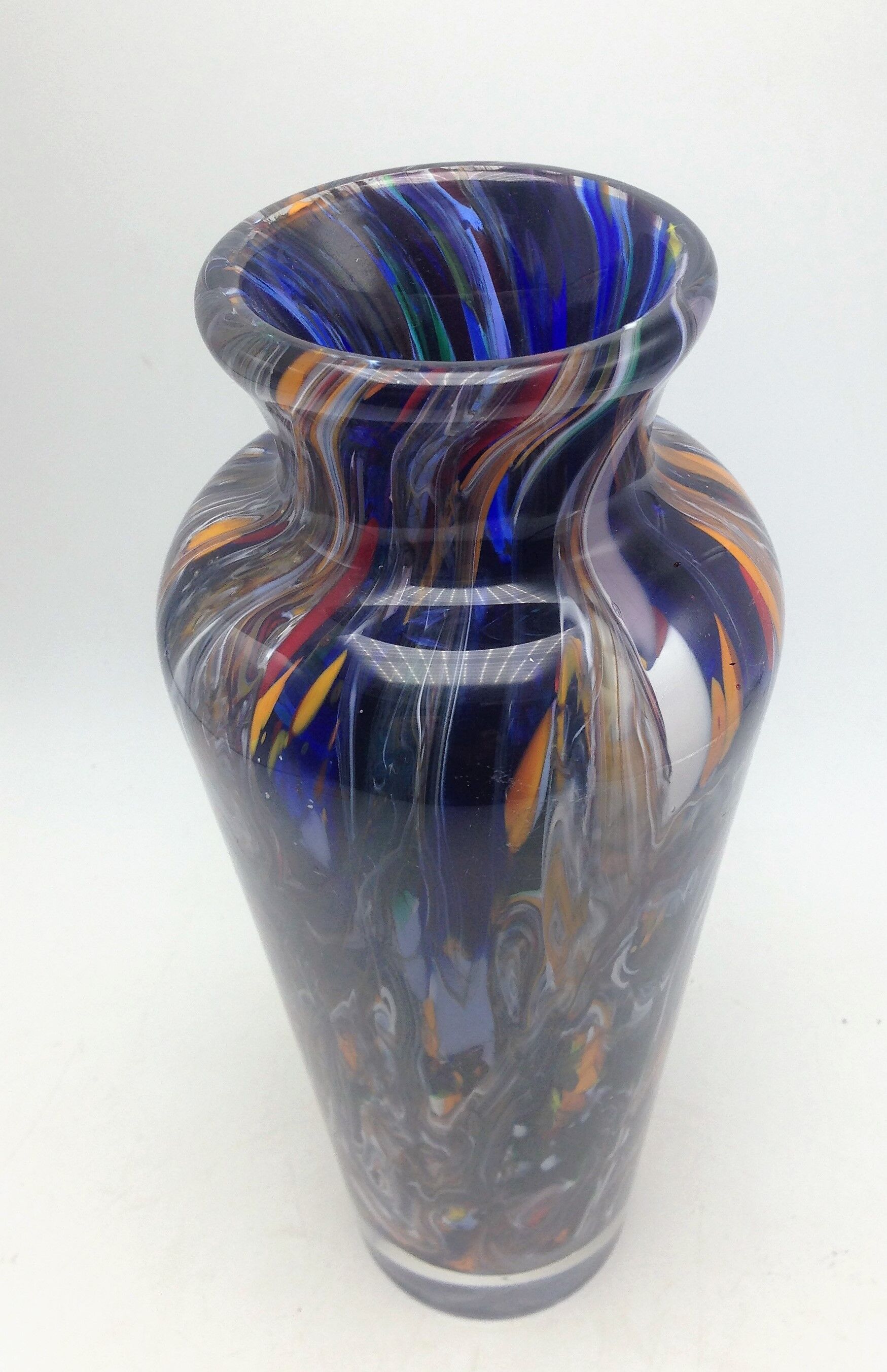 Boheme vase in multicolored thick glass splashes height 27 cm