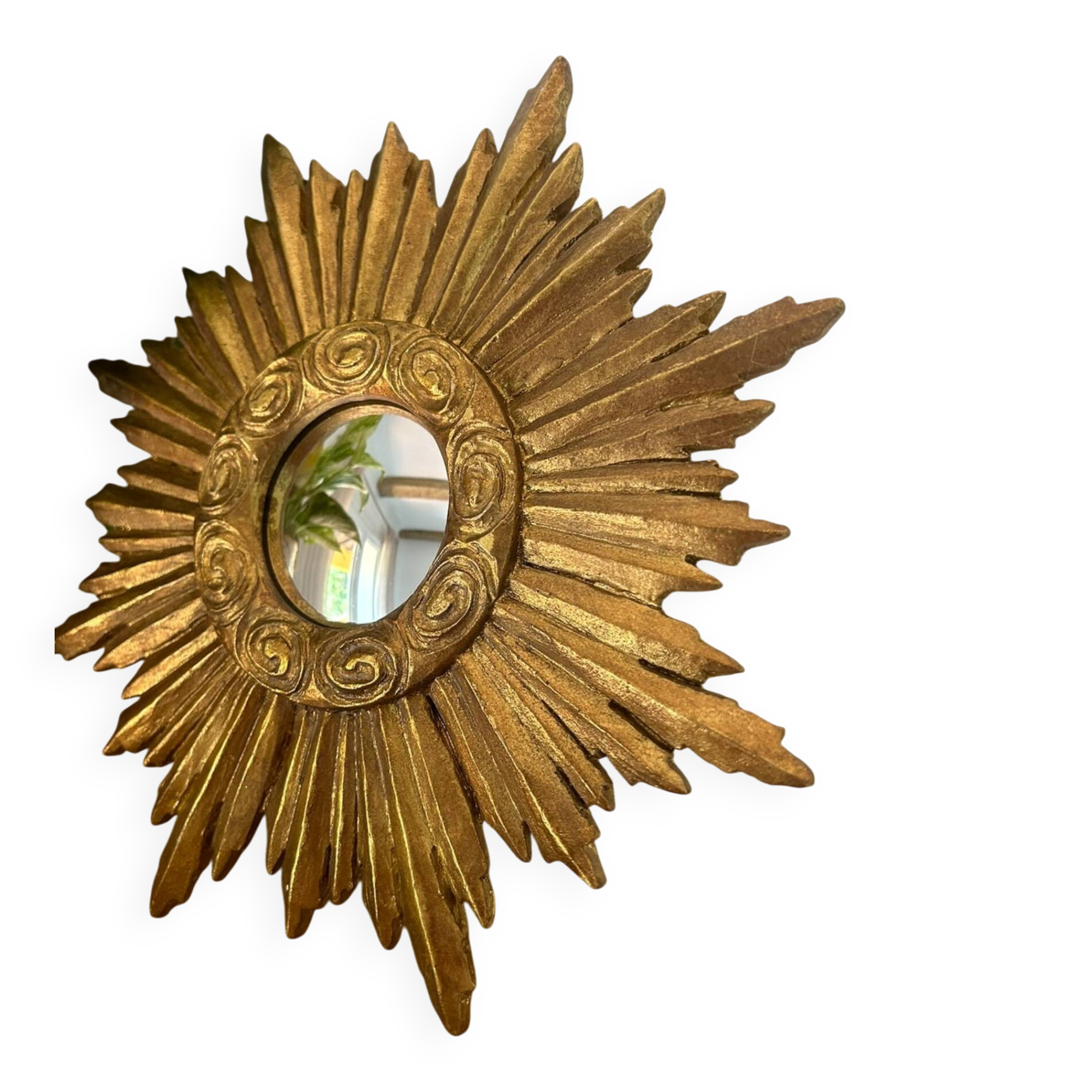 Miroir soleil doré convexe