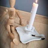 Square white enamel candle holder