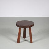 1970s brutalist oak stool from the netherlands