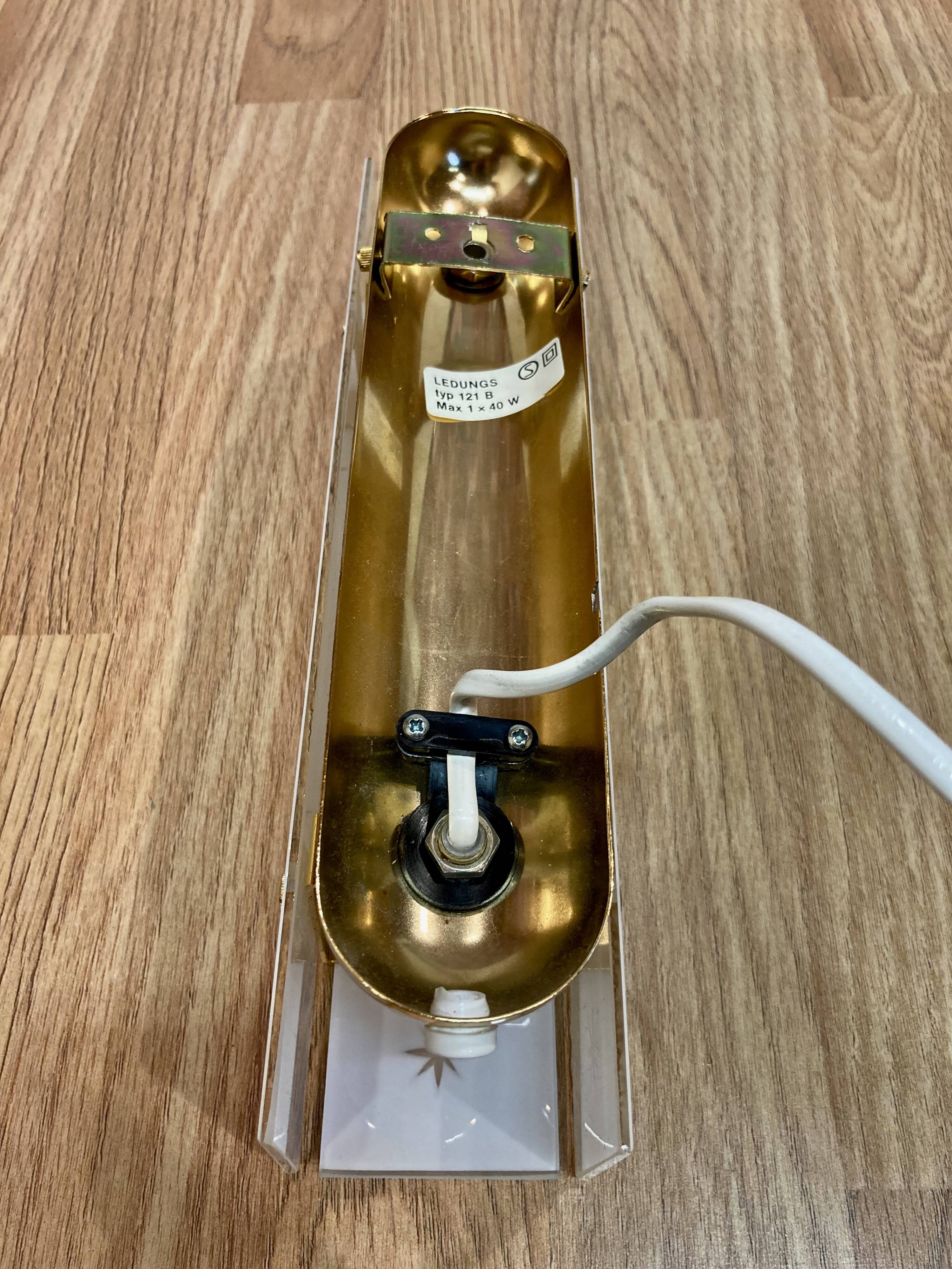 Pair of glass wall lights Scandinavian design 1960.