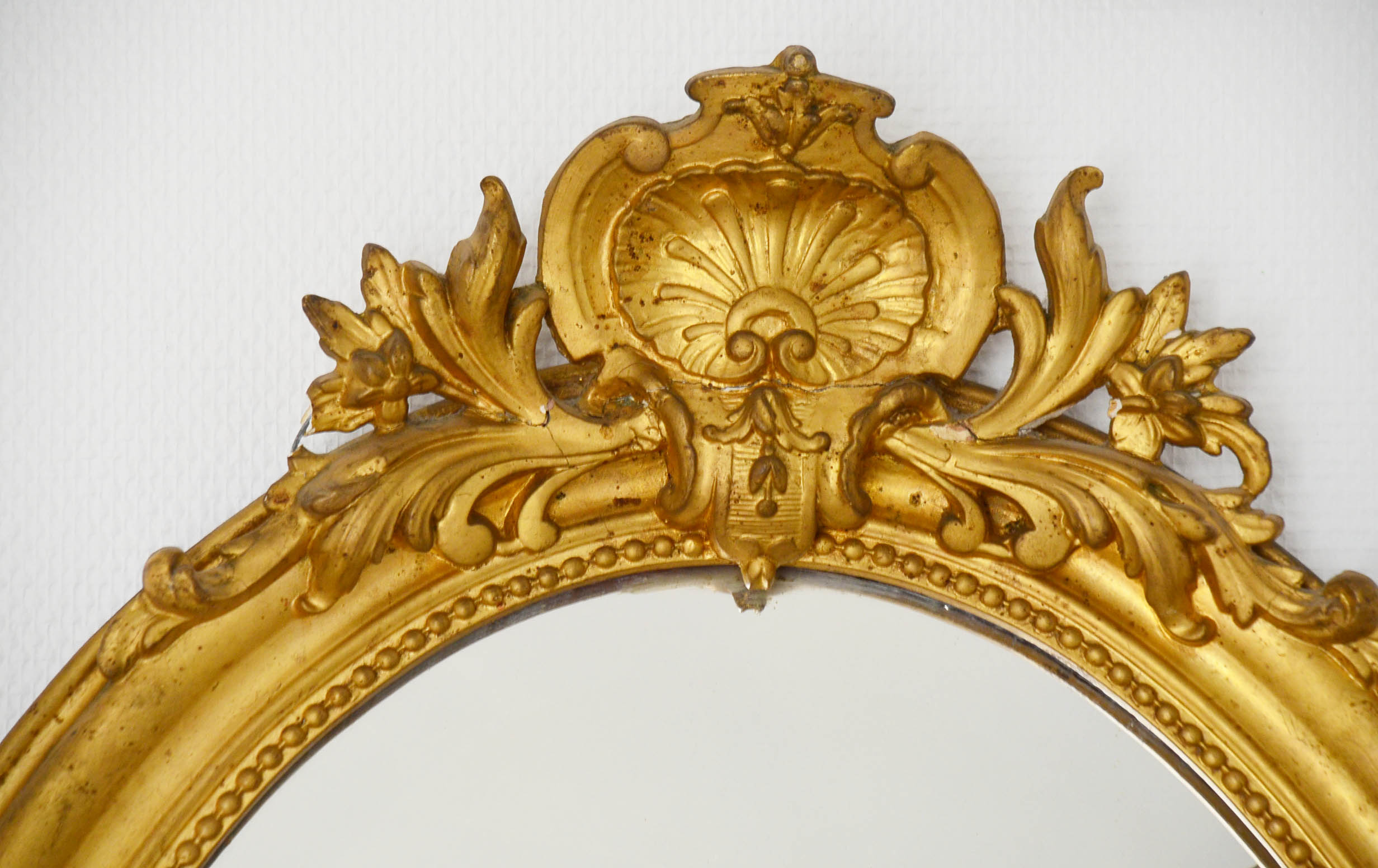 Miroir médaillon Napoléon III ovale XIXème 90x60cm style Louis XVI