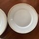 Lot of six flat plates, crockery, old white, gilded
