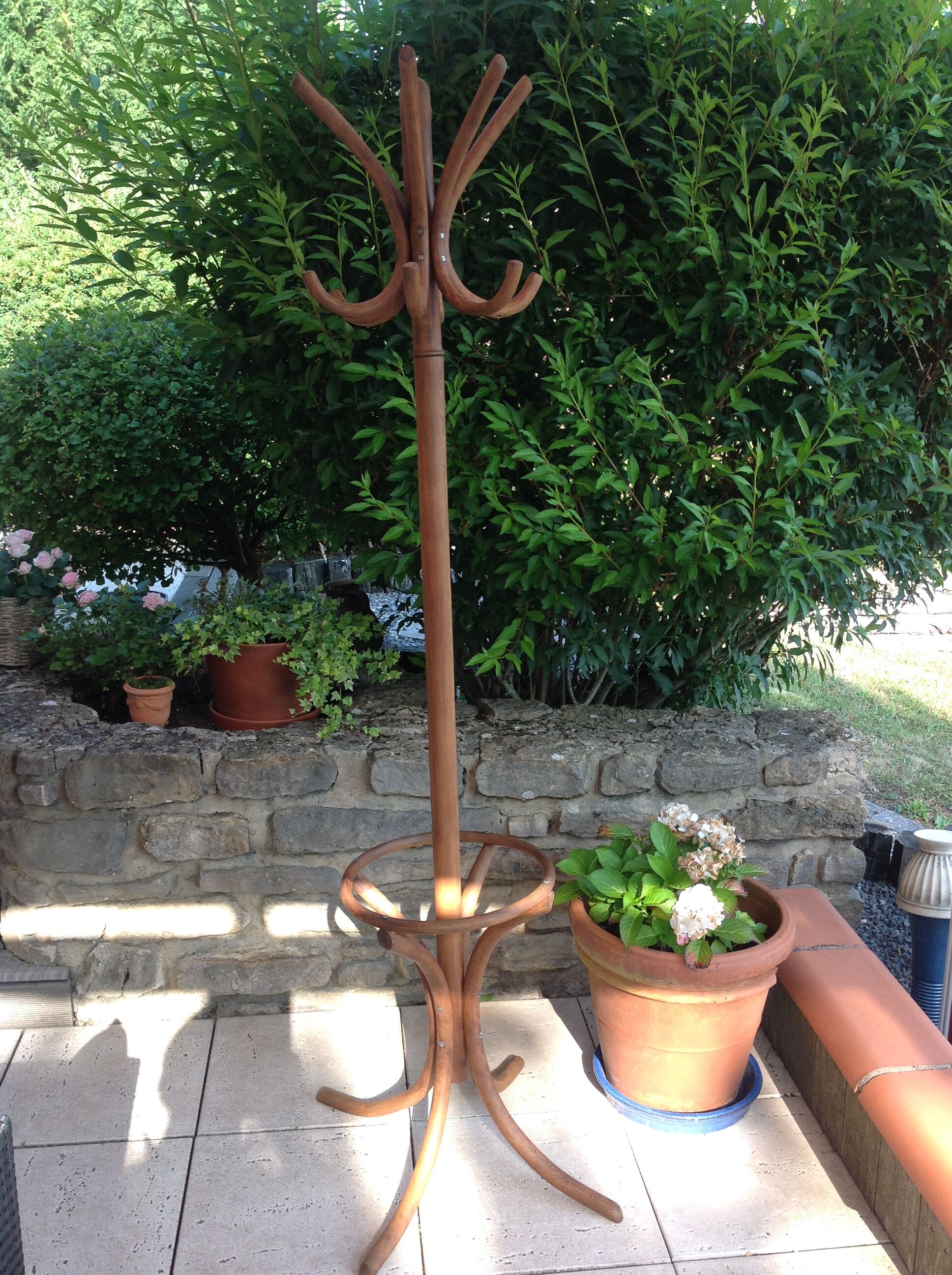 Six-headed coat holder in curved wood vintage 40s-50s