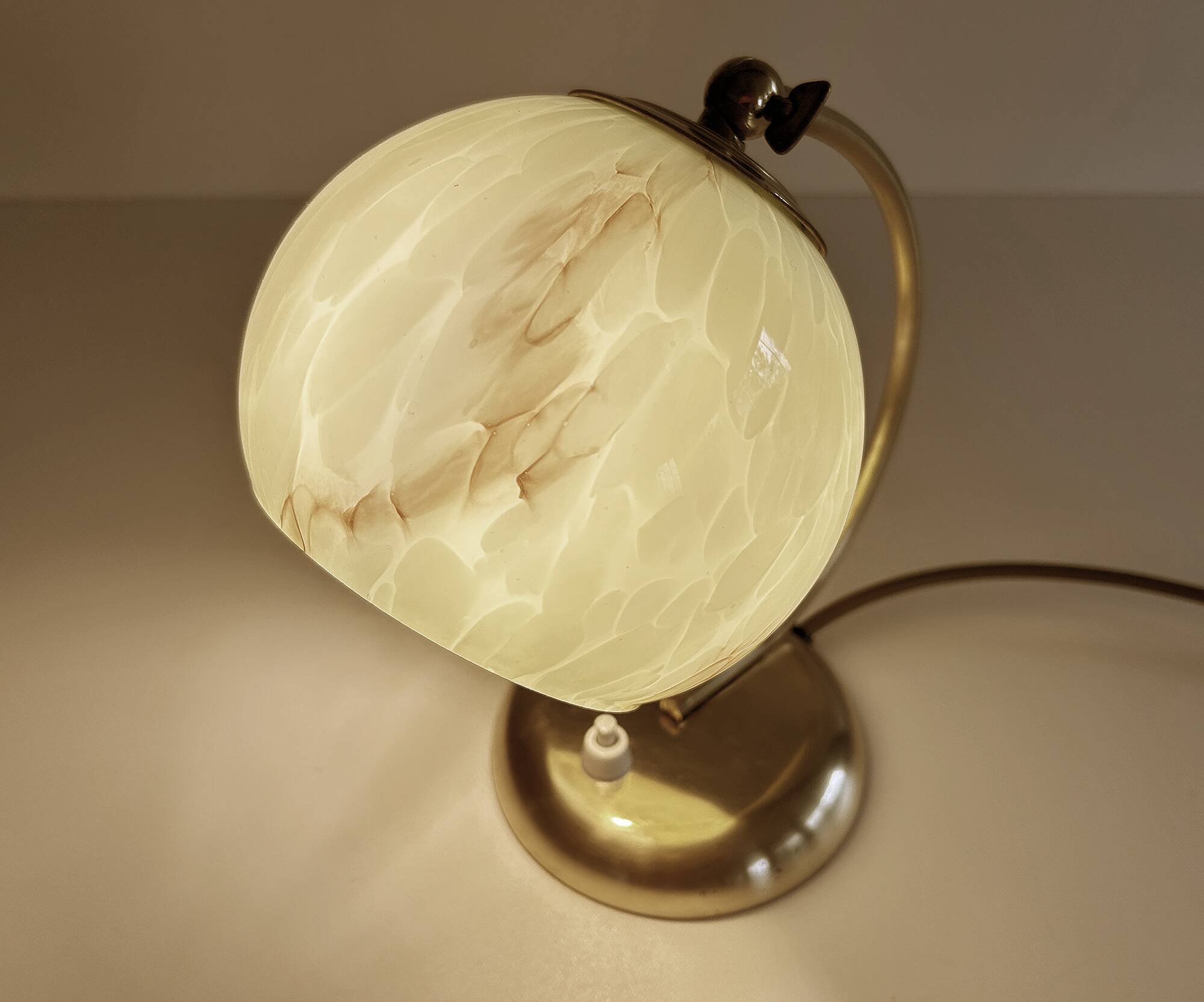 Art Deco Lamp Green Glass Brass