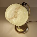 Lampe Art Deco Verre Vert Laiton