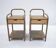Vintage bedside tables in metal and brown beige wood.