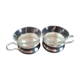Duo silver metal teacups