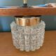 Vintage teak, brass and glass chandelier