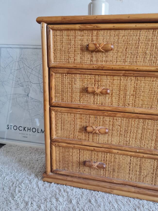 Rattan chest of drawers circa 1960s