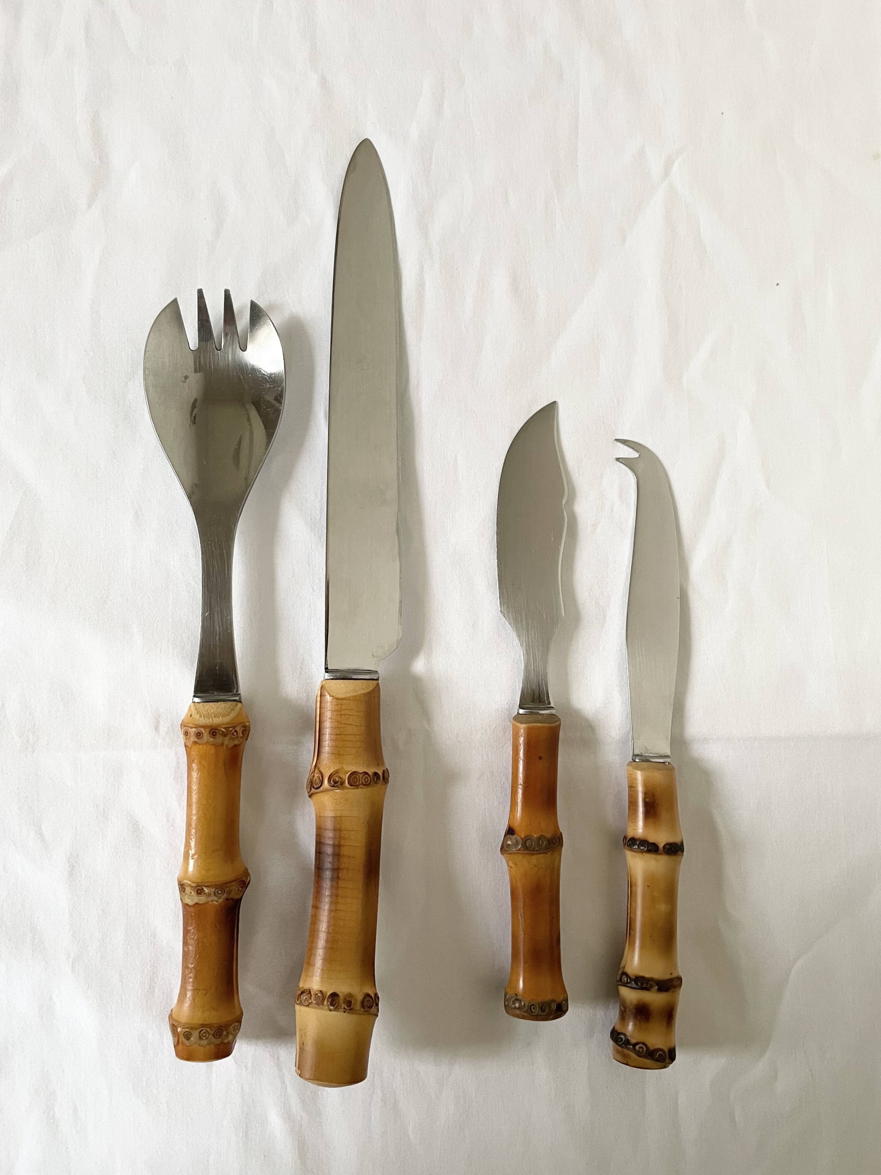 Bamboo handle cheese knives.