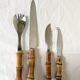 Bamboo handle cheese knives.