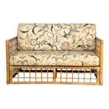 Canapé deux places style tropical chic des années 1960, par Vivai del Sud, en rotin et bambou.