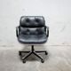 Black leather armchair by Charles Pollock for Knoll International